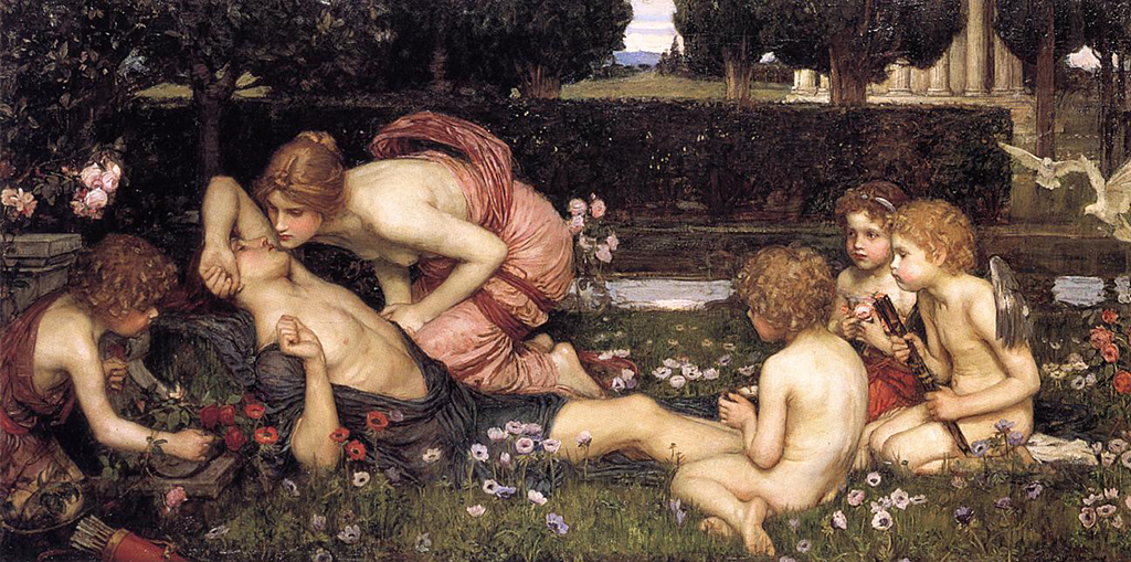 The Awakening of Adonis in Detail John William Waterhouse